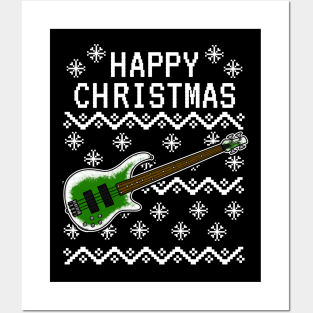 Bass Guitar Ugly Christmas Bassist Musician Posters and Art